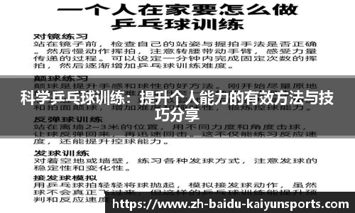 科学乒乓球训练：提升个人能力的有效方法与技巧分享